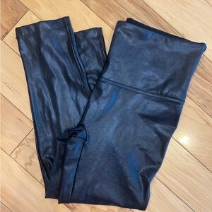 SPANX Black Faux Leather Shiny Short Leggings